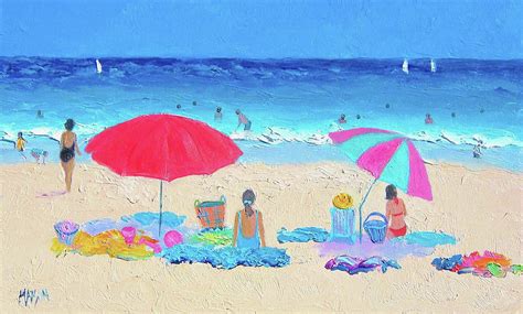 Hot Summer Days Beach Scene Painting By Jan Matson Pixels