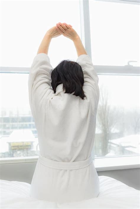 The Woman Is Stretched Out In Bed Stock Photo Image Of Beautiful