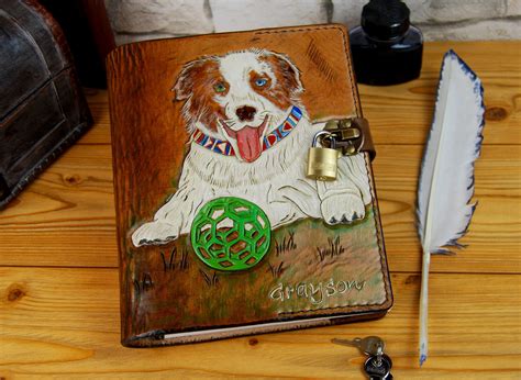 Dog Leather Notebook Personalized Journal Diary Handmade T Journal