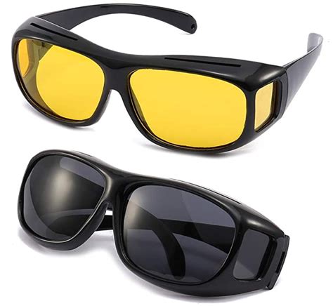 2 pair hd anti glare day night vision glasses fitgenix