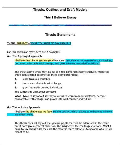 15 Thesis Outline Templates Sample Example Format Download