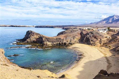 Playa De Papagayo En Lanzarote Islas Canarias España Foto de archivo