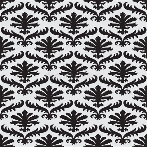 Vector Damask Seamless Floral Pattern Black And White Background Stock