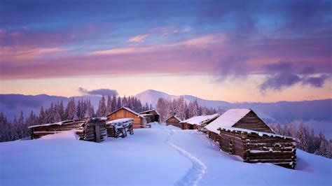 2560x1440 Huts Covered In Snow 4k 1440p Resolution Hd 4k Wallpapers