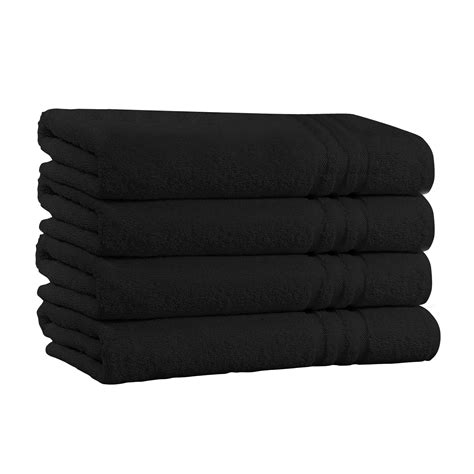 100 Cotton Bath Towels Pack Of 4 Extra Plush Absorbent Black Bath