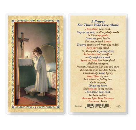 Prayer For Those Who Live Alone Gold Stamped Laminated Holy Card 25