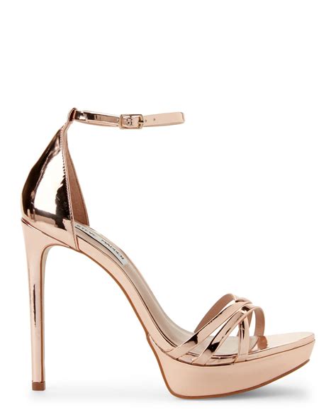 Shop our new styles this season for a limited time at journeys today! Steve Madden Leather Rose Gold Cassandra Metallic Strappy Platform Sandals - Lyst