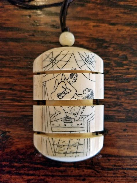 19th Century Japanese Signed Bone Inro With Birds And Erotic Scenes At 1stdibs