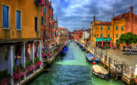 Обои для рабочего стола Венеция Италия Hdri Водный канал улиц Дома