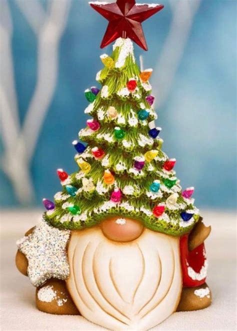 christmas tree hat gnome custom painted    kind etsy