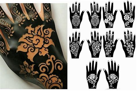 henna stencil tattoo 10 sheets self adhesive beautiful body art