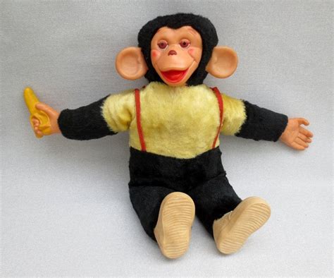 Vintage Mr Bim Stuffed Toy Monkey With Bananna 1950s