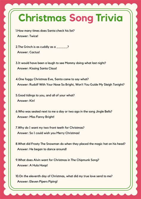 Printable Christmas Trivia Questions And Answers Kris Kringle And Saint