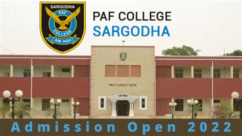 Paf College Sargodha Admission Open 2022 Pakistan Air Force College