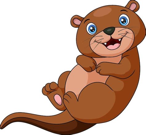 Premium Vector Cute Otter Cartoon With A Full Belly