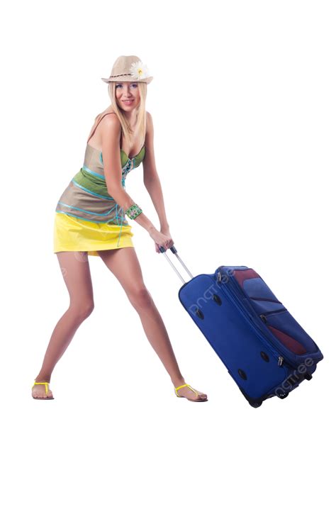 Attractive Woman Ready For Summer Vacation Standing, Summer, Teenager