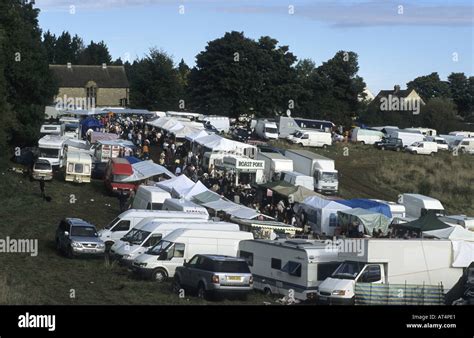 Market stalls at Stow Horse Fair, Stow-on-the-Wold, Gloucestershire