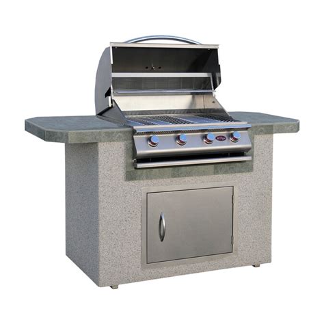 Cal Flame 6 Ft Stucco And Tile Grill Island With 4 Burner Gas Grill In