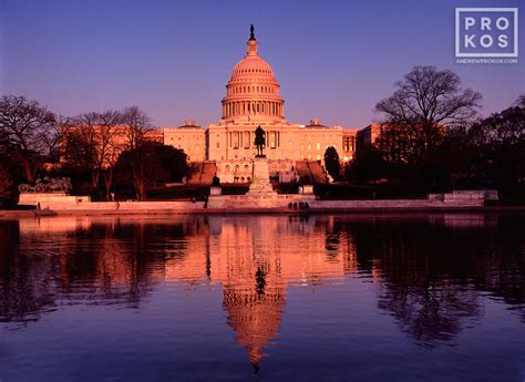 Us Capitol And Reflecting Pool At Sunset Fine Art Photo Print By