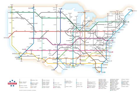 infographic us interstate highways as a transit map
