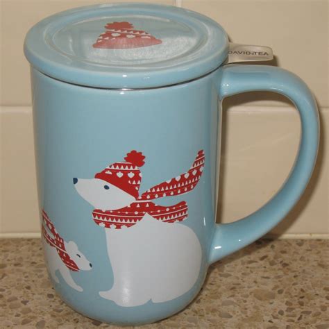 Adorable Polar Bear Coffee Mug Stainless Steel Tea Infuser Nordic Blue