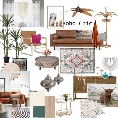 Boho Chic Bohemian Interior Design Mood Board By Cindybee Style
