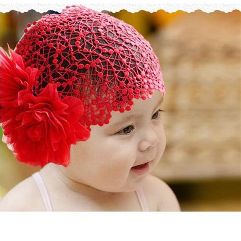 2018 Elastic Baby Headwear Flower Headband For Girls Net Hair Bands Red