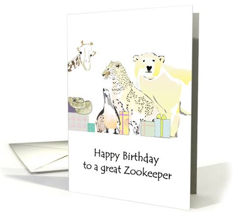 Birthday Greeting For Zookeeper Zoo Animals And Presents Card