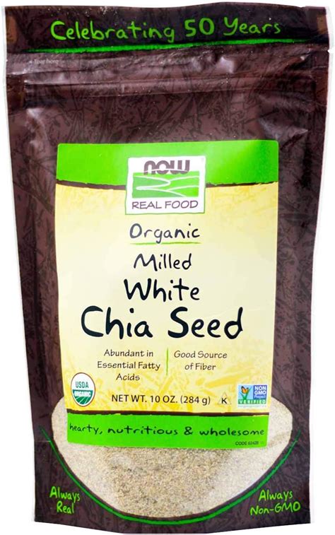 Now Foods Organic White Chia Seeds Milled Source Of Essential Fatty Acids And