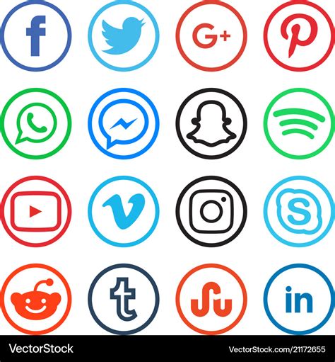 Collection Of Social Media Icons Royalty Free Vector Image Images And
