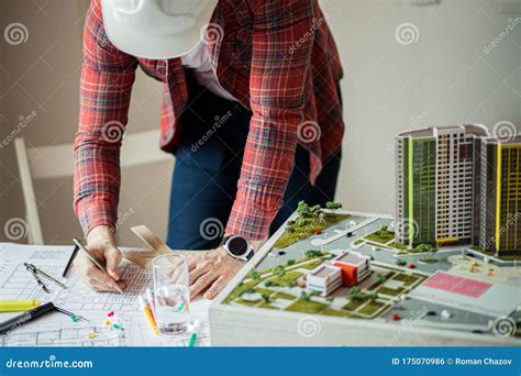 Young Architect Working On An Office Desk Stock Photo Image Of Desk