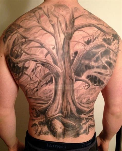 Tree Back Tattoo Designs For Men Wooden Ink Ideas