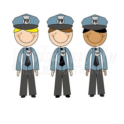 Police Stick Figure Boy Cute Digital Clipart Police Clip Art Law