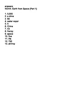 "Earth from Space" (Part 1) worksheet (NOVA) by Frank Virzi | TpT