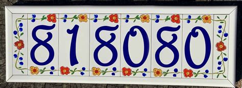 Floral House Numbers With Frame Personalized Custom Address Etsy