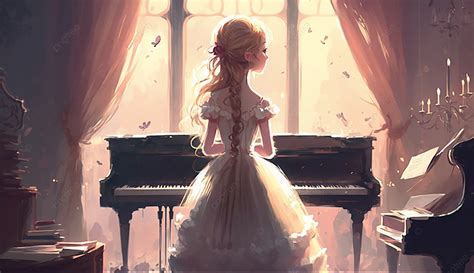 Piano Girl Dreamy Beautiful Background Fantasy Background Piano Girl