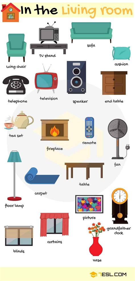 Furniture Vocabulary Items Illustrated English Vocabulary English Lessons Vocabulary