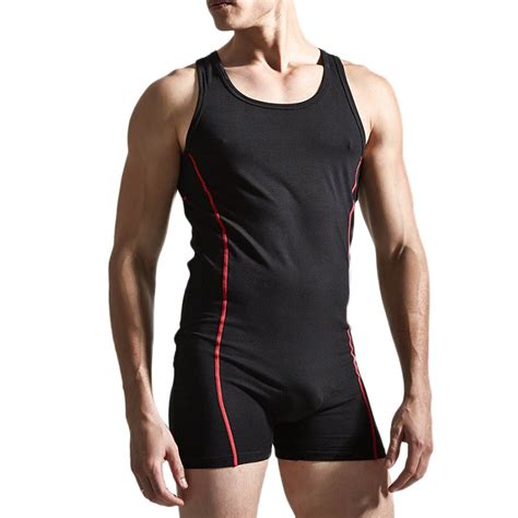 men s one piece cotton briefs mankini bodysuit unitard tank top sports workout leotard bodywear
