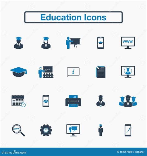 Education Icon Set Stock Vector Illustration Of Information