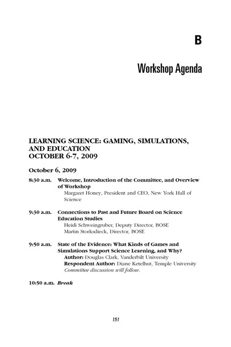 Guidelines for computer engineering and computer science programs. Appendix B: Workshop Agenda | Learning Science Through ...