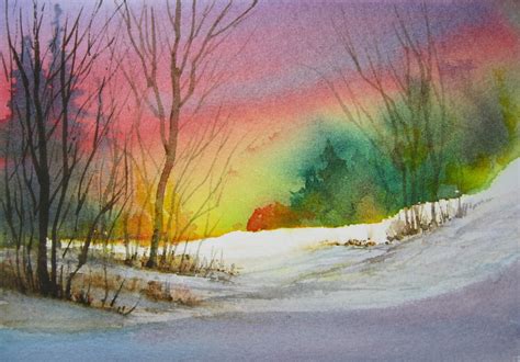 Here are 32 watercolor painting ideas for kids. Janis Goldblatt's Art Blog: Winter Sky And Snowfield