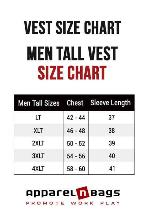 Precise Vest Size Chart And Measurement Guide Apparelnbags