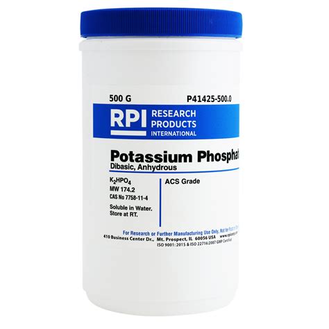 P41425 500 0 Potassium Phosphate Dibasic Anhydrous 500 Grams