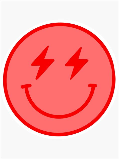 Red Electric Smiley Face Sticker By Bellapirone Redbubble