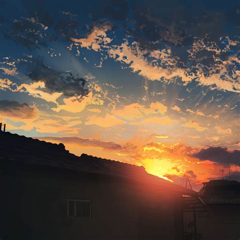 Anime Scenery Sunrise Clouds Sky 4k 68 Wallpaper Pc Desktop