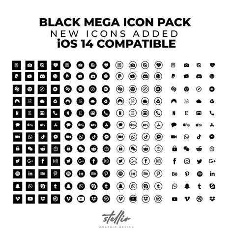Ios 14 Aesthetic Icon Pack Dark Black Black Icons Icons Etsy In 2022