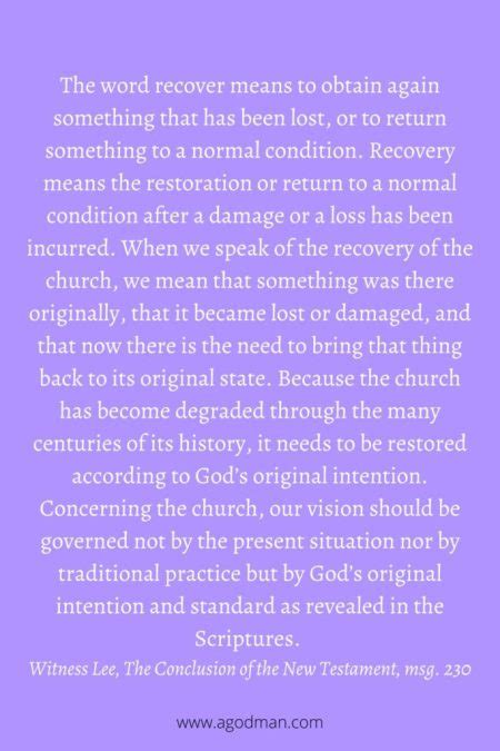 The Recovery Of The Church The Ground Of Oneness And Enjoying Christ