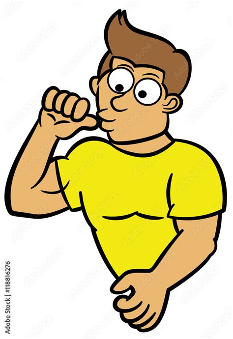 Vetor Do Stock Man Showing Off His Muscle Cartoon Character Adobe Stock