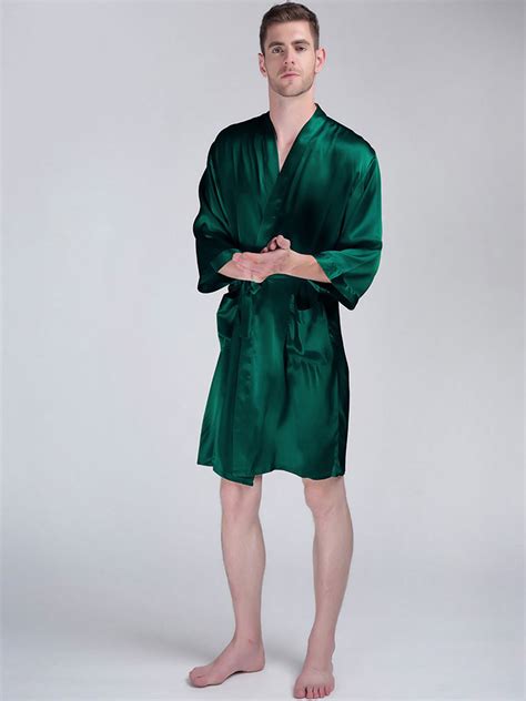 19 Momme Classic Short Silk Kimono Robe For Men Fs042 18900 Freedomsilk Best Silk