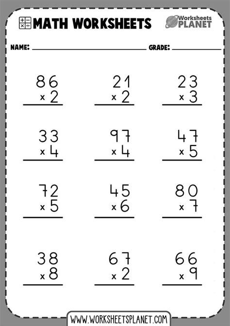 2 Digit By 2 Digit Multiplication Worksheets Answers Times Tables